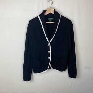 Lauren Ralph Lauren Button‎ Down Collared Cardigan Sweater Size Medium